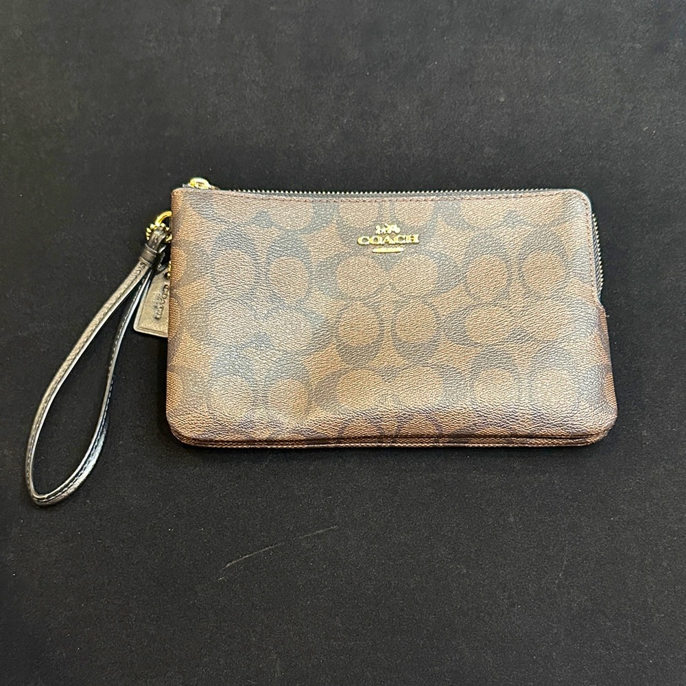 Coach Signature Brown Wristlet